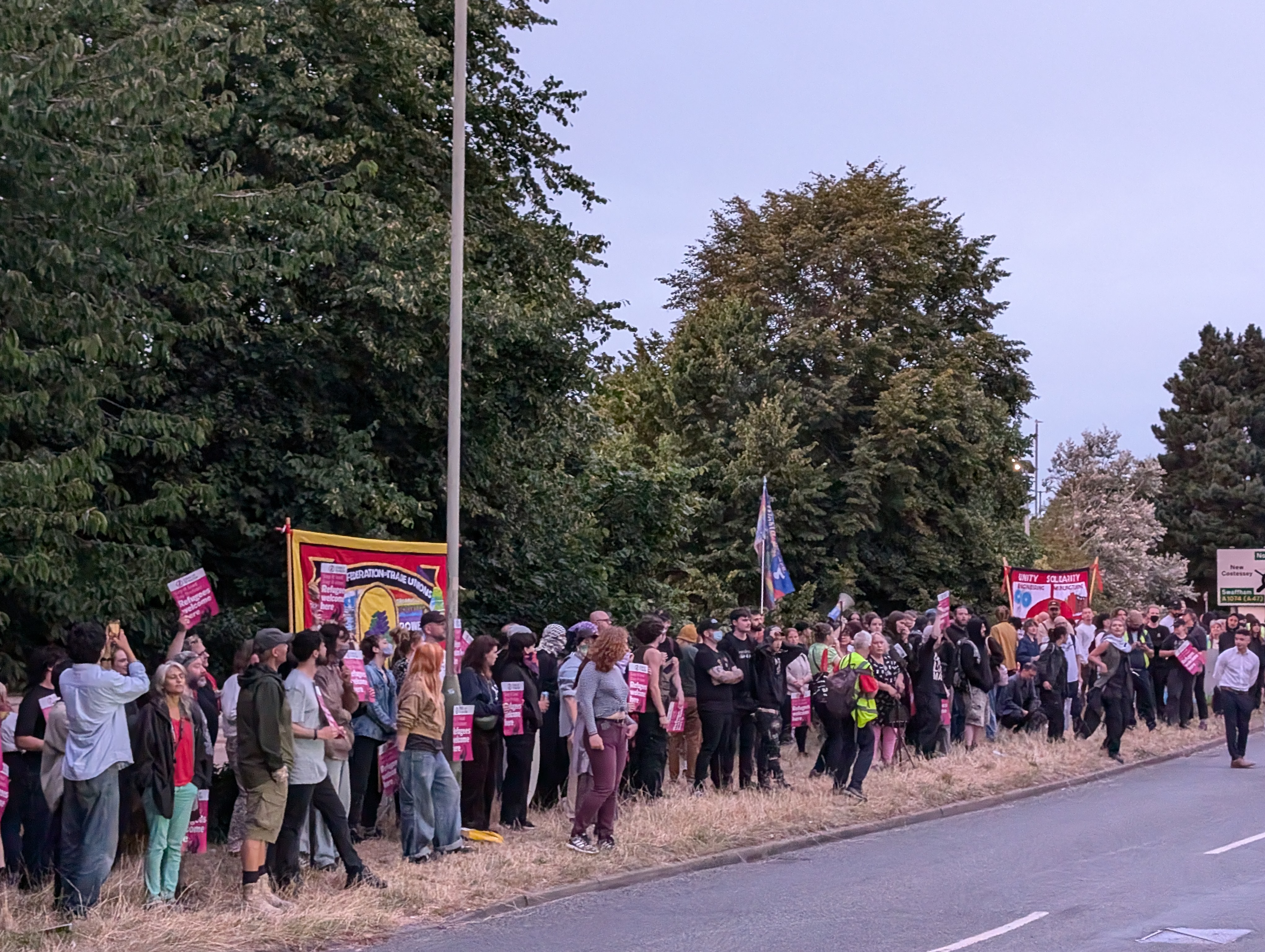 Hundreds Gather for Anti-Fascist Counter Protest Outside Norwich Hotel